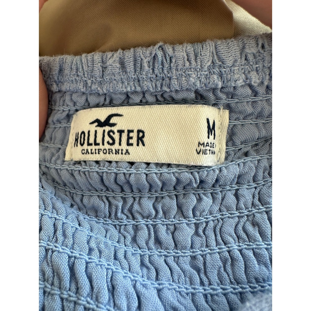Hollister Blue Floral Lace Smocked Back Mini Dress Adjustable Straps Medium - Picture 5 of 5